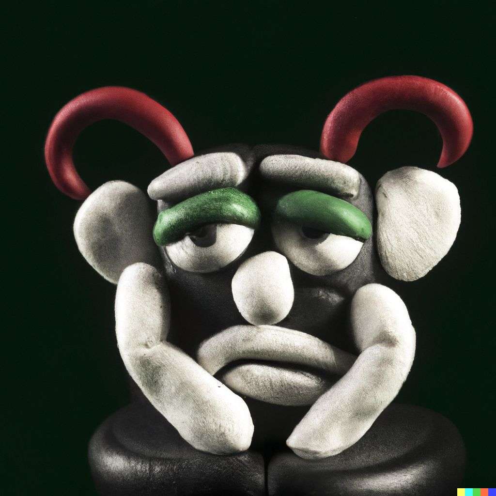 a representation of anxiety, claymation cartoon